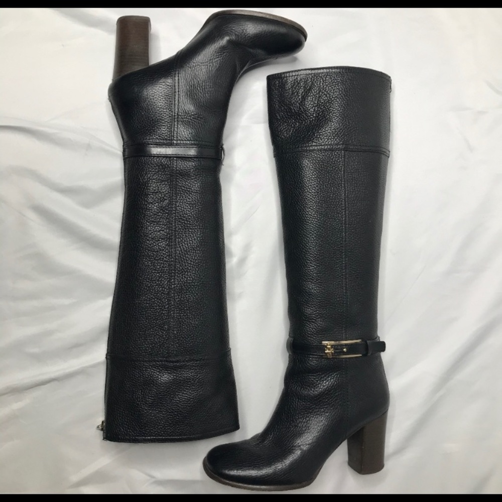 TORY BURCH Jenna Mid Heel Tall Leather Boots